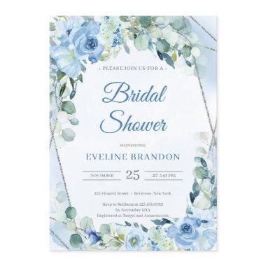 Boho Dusty Blue Floral Silver Geometric Bridal