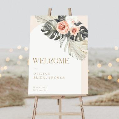 Boho Dusty Floral Arch Welcome Sign