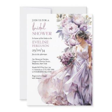 Boho dusty purple floral greenery wedding dress