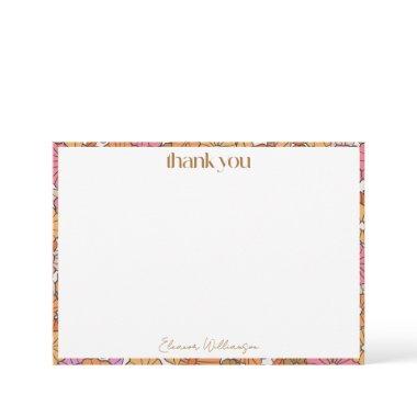 Boho Earthy Orange Floral Custom Bridal Shower Thank You Invitations