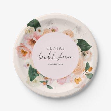 Boho Elegant Pink Floral  Paper Plates