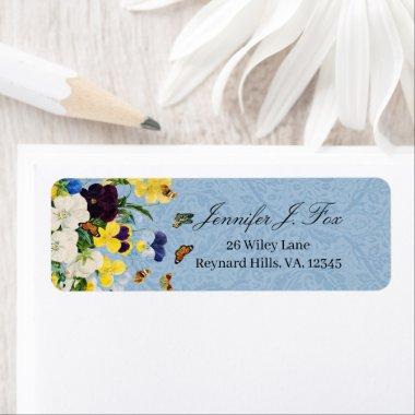 Boho Elegant Spring Pansies Daffodils Butterflies Label