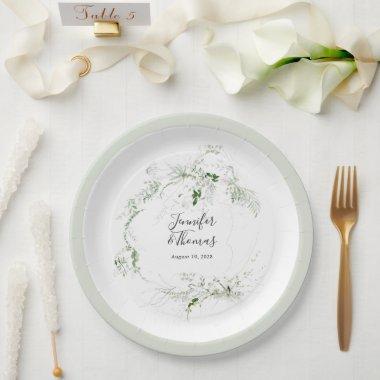 Boho Ethereal Greenery Simple Botanical Paper Plates