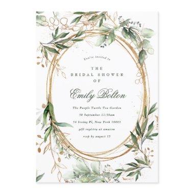 Boho Eucalyptus Gold Circles Bridal Shower Invitations