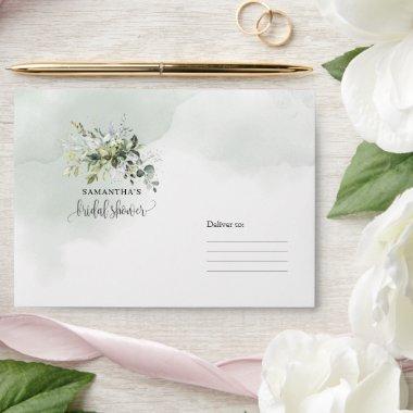 Boho Eucalyptus greenery branches gold Bridal Envelope