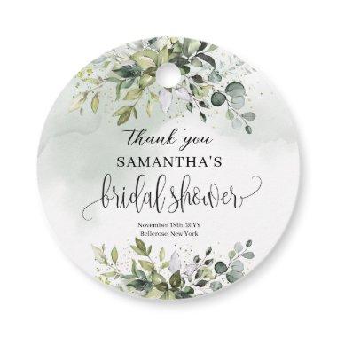 Boho Eucalyptus greenery branches gold Bridal Favor Tags