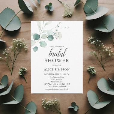 Boho Eucalyptus Greenery Bridal Shower Invitations
