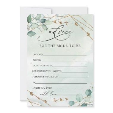 Boho Eucalyptus Greenery Foliage Faux Gold Frame Advice Card