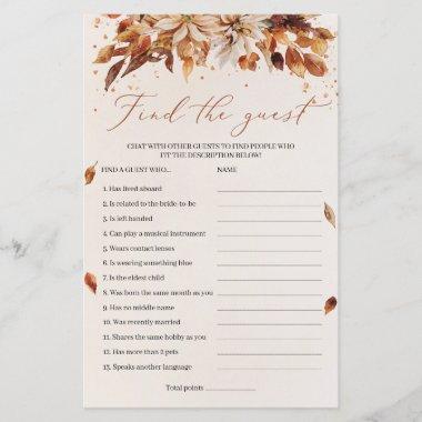 Boho Fall and Autumn Flowers Find The Guest Game