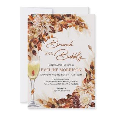 Boho fall and autumn leaves brunch and bubbly Invitations