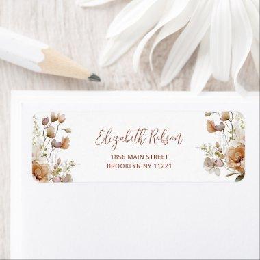 Boho Fall Floral Baby Shower Return Address Label