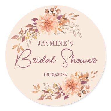 Boho Fall Floral  Favor Classic Round Sticker