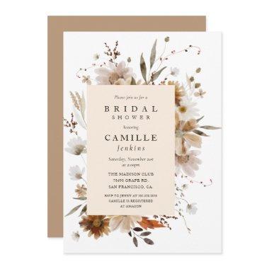 Boho Fall Floral Bridal Shower Invitations