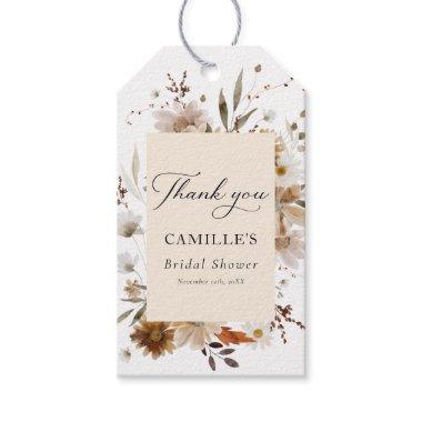 Boho Fall Floral Bridal Shower Thank you Gift Tags