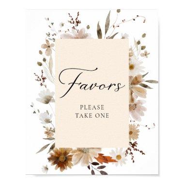 Boho Fall Floral Favors Party Poster