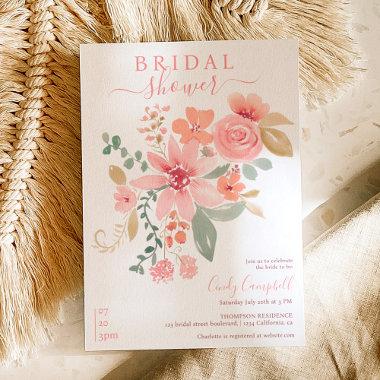 Boho fall floral watercolor bridal shower Invitations