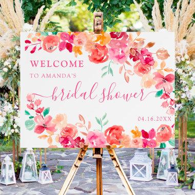Boho fall floral watercolor bridal welcome foam board