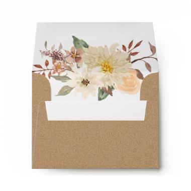 BOHO Fall Floral Watercolor Kraft Thank You Note Envelope