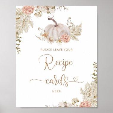 Boho fall leave your recipe Invitations here poster