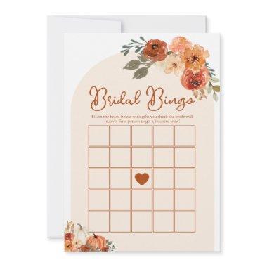Boho Fall Pumpkin Bridal Bingo  Game