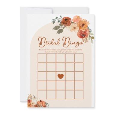 Boho Fall Pumpkin Bridal Bingo Bridal Shower Game Invitations