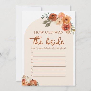 Boho Fall Pumpkin How old was the Bride Game Invitations