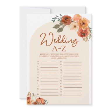 Boho Fall Pumpkin Wedding A-Z  Game