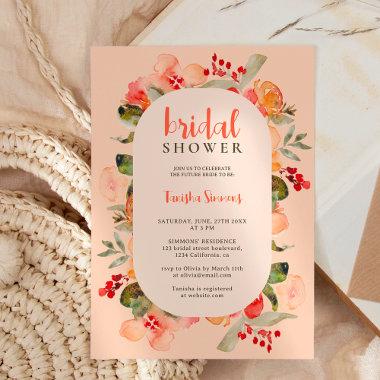 Boho fall terracotta floral script