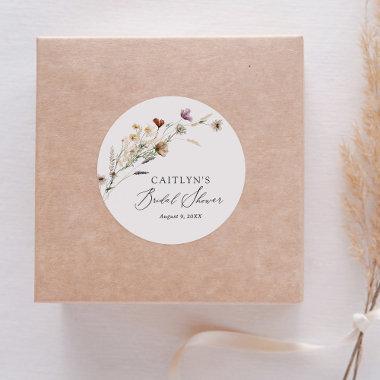 Boho Fall Wildflower  Classic Round Sticker