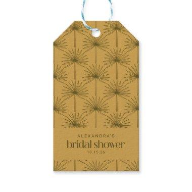 Boho Fan Palm Leaf Botanical Mustard Bridal Shower Gift Tags