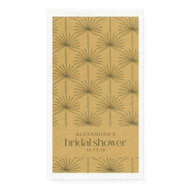 Boho Fan Palm Leaf Botanical Mustard Bridal Shower Paper Guest Towels