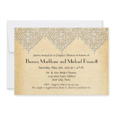 BOHO Faux Burlap n Lace gypsy modern mod style Invitations