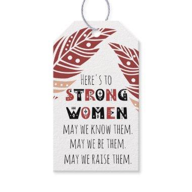 Boho Feather Strong Women Quote Tribal Font Gift Tags