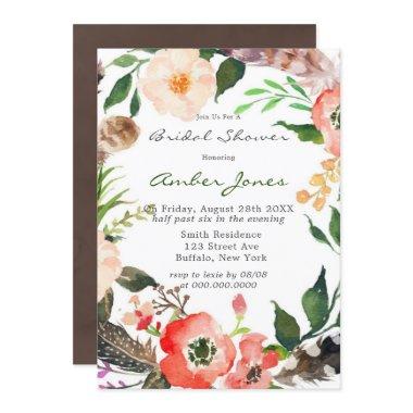 Boho Feathers Red Poppy