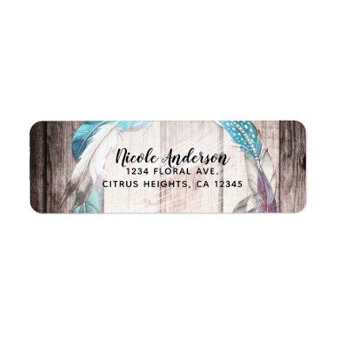 Boho Feathers Wreath & String Lights Bridal Shower Label