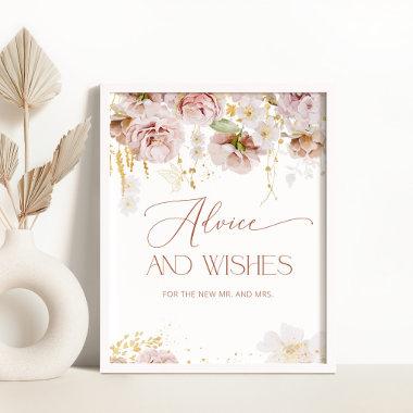 Boho floral advice and wishes for Newlyweds Poster