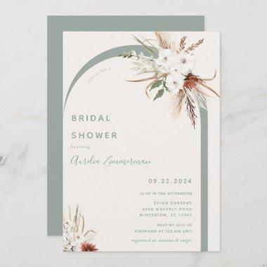 Boho Floral Arch Bridal Shower Invitations