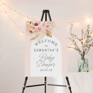 Boho Floral Arch Pampas Baby Girl Shower Welcome Foam Board