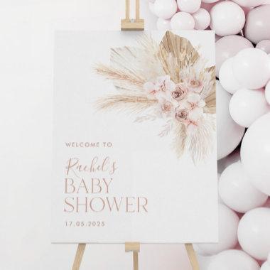 Boho Floral Baby Shower Welcome Sign Pink Girl