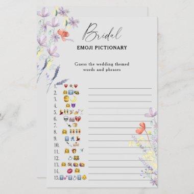 Boho floral bridal shower emoji pictionary game