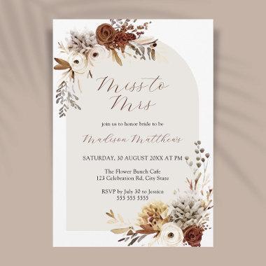 Boho Floral Bridal Shower Invitations - Miss to Mrs