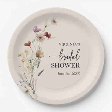 Boho Floral Bridal Shower Paper Plate