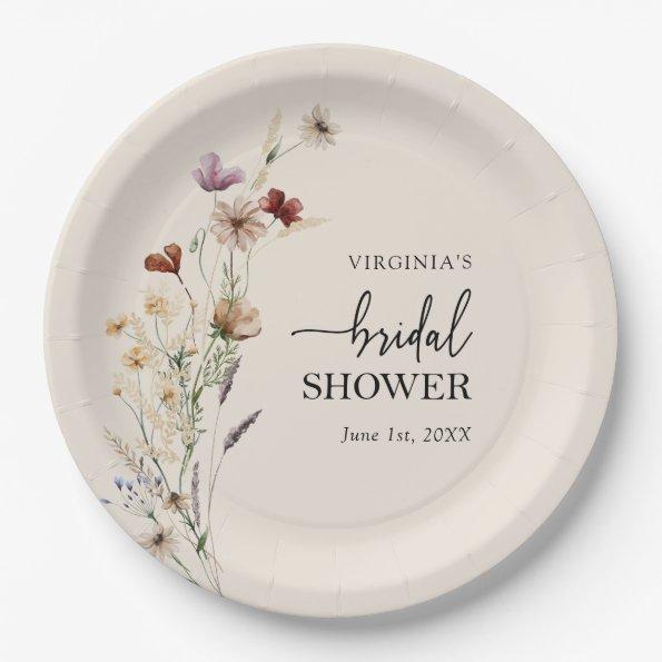 Boho Floral Bridal Shower Paper Plate