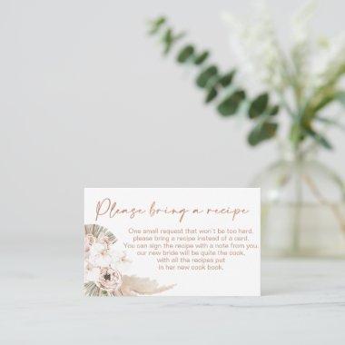 Boho Floral Bridal Shower Recipe Request Invitations