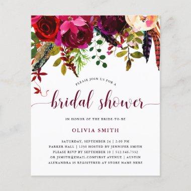 Boho Floral | BUDGET Bridal Shower Invitations