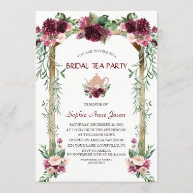 Boho Floral Canopy Fall Bridal Tea Party Invitations