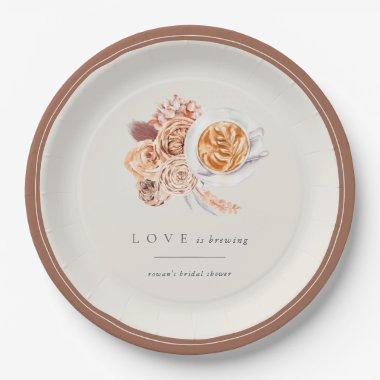 Boho Floral Coffee "Love is Brewing"  Paper Plates