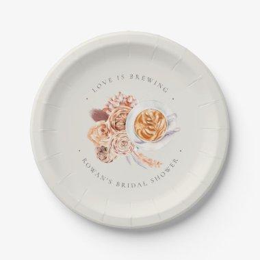 Boho Floral Coffee "Love is Brewing"  Paper Plates