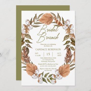 Boho Floral Cotton |Grasses Bridal Brunch Shower  Invitations