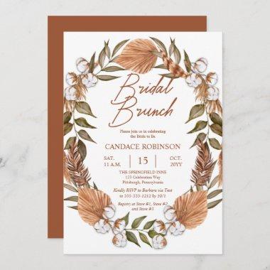 Boho Floral Cotton |Grasses Bridal Brunch Shower  Invitations